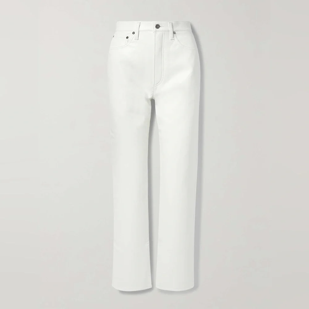 AGOLDIE  White faux Leather Pants - Picture 7 of 7